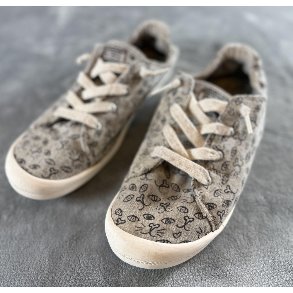 BOBS from Skechers Shoes Womens Size 10 Gray Doodle Canvas Slip On Memory Foam
